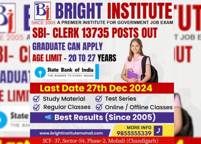 SBI Clerk Recruitment 2024 - Bright Institute Mohali