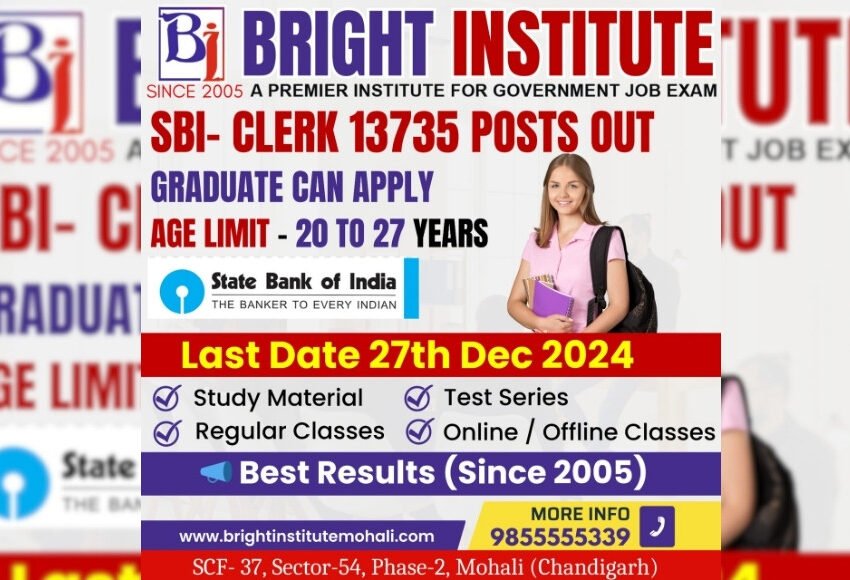 SBI Clerk Recruitment 2024 - Bright Institute Mohali