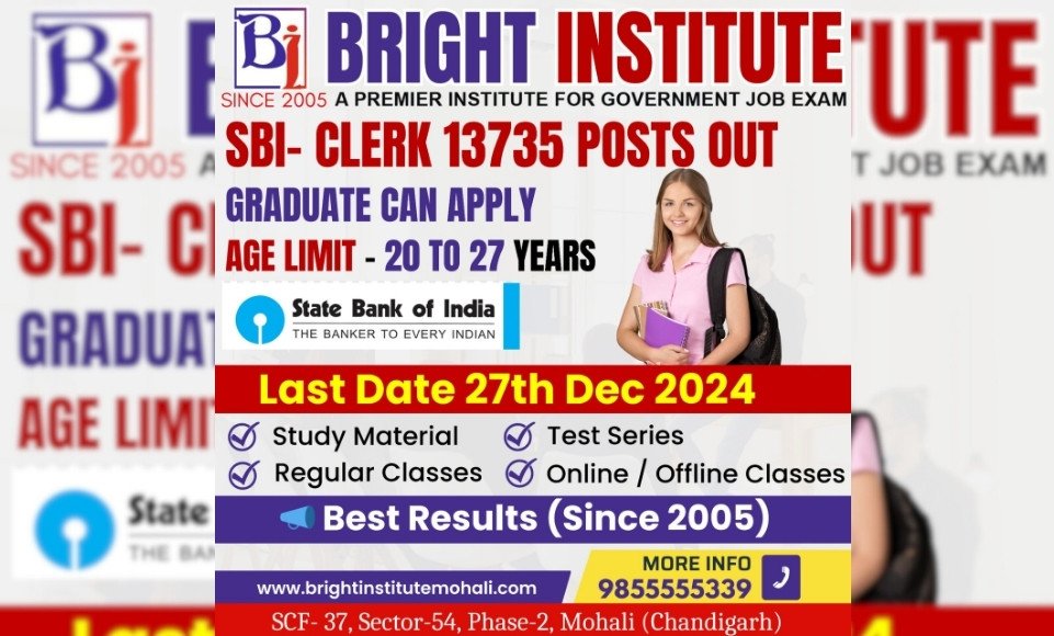 SBI Clerk Recruitment 2024 - Bright Institute Mohali