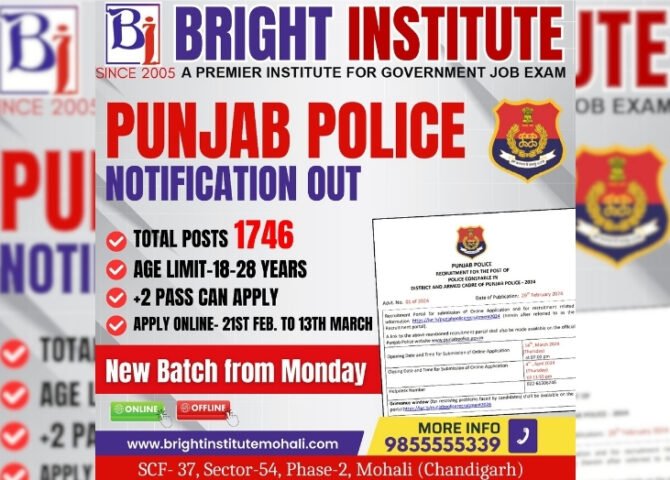 Punjab Police Constable Recruitment 2025 - Bright Institute Mohali