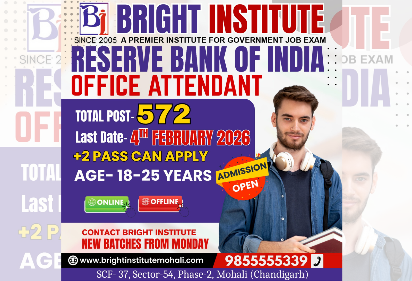 RBI Office Attendant Recruitment 2026 - Bright institute Mohali