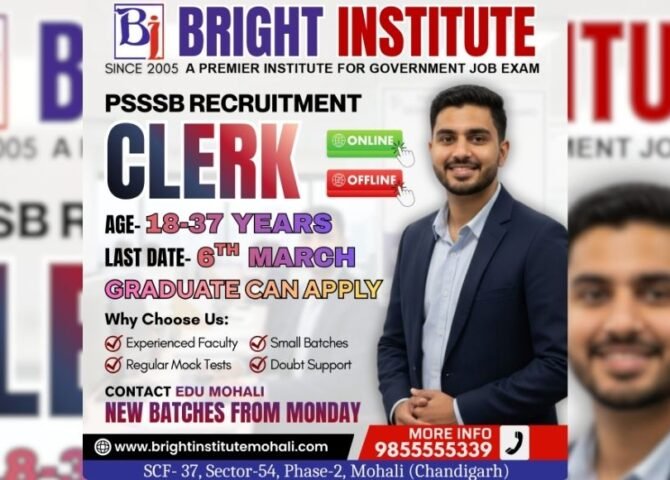 PSSSB CLERK RECRUITMENT 2026 - Bright Institute Mohali