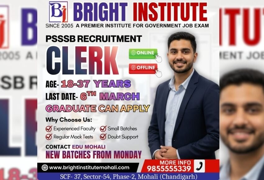 PSSSB CLERK RECRUITMENT 2026 - Bright Institute Mohali