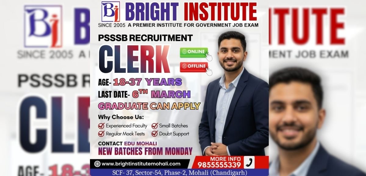 PSSSB CLERK RECRUITMENT 2026 - Bright Institute Mohali