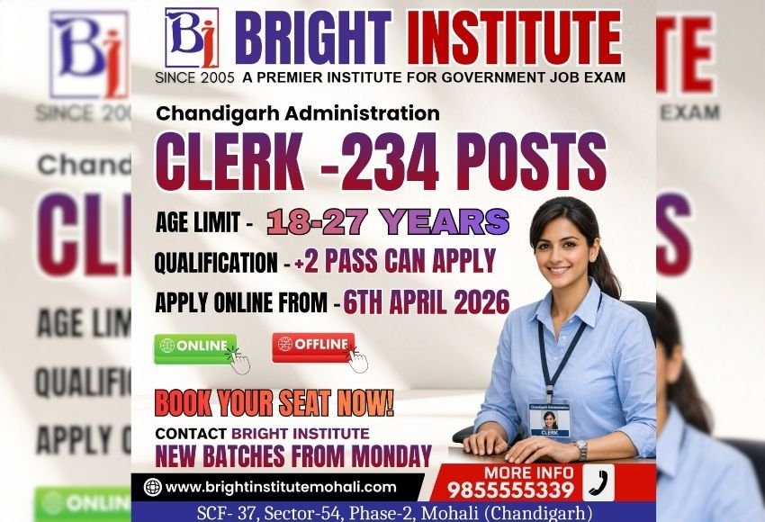 Chandigarh Administration Clerk Recruitment 2026 - Bright Institute Mohali