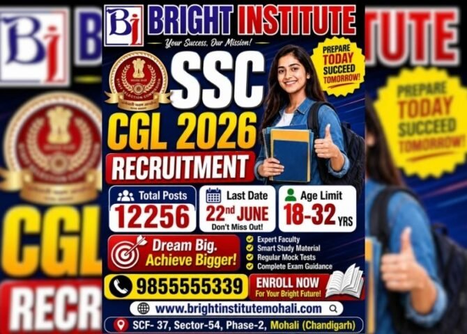 SSC CGL Recruitment 2026 - Bright Institute Mohali