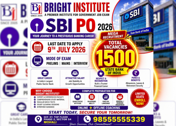 SBI PO Recruitment 2026 - Bright Institute Mohali