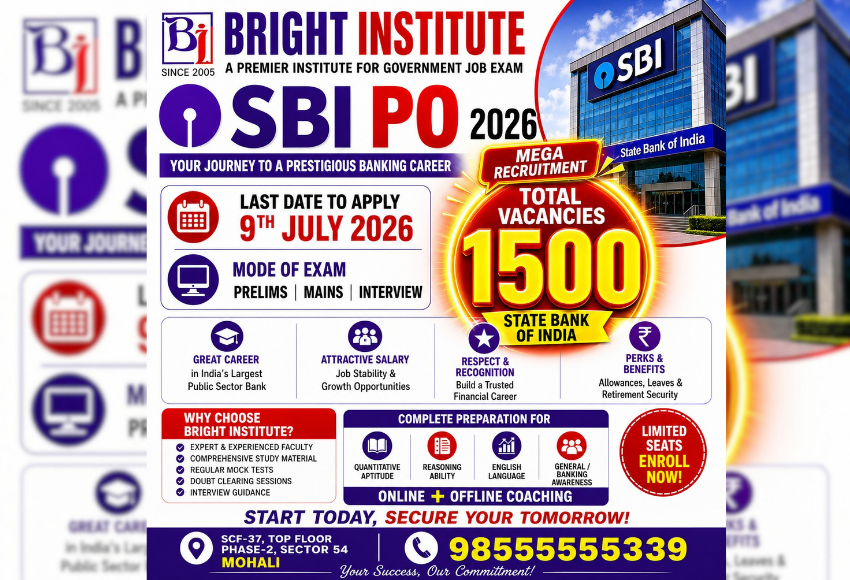 SBI PO Recruitment 2026 - Bright Institute Mohali
