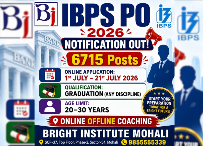 IBPS PO 2026 Notification Out - Bright Institute Mohali