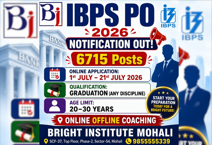 IBPS PO 2026 Notification Out - Bright Institute Mohali