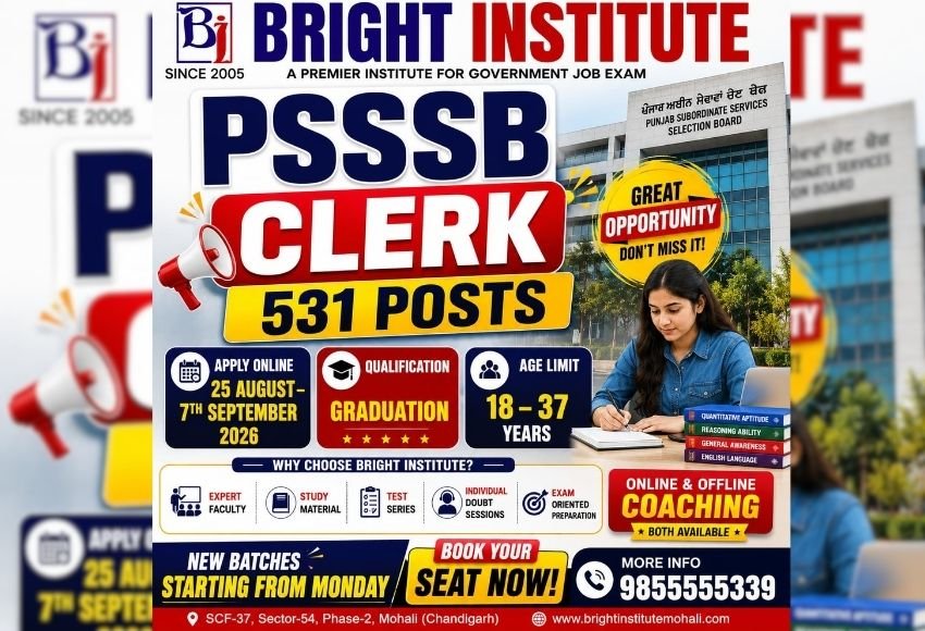 PSSSB Clerk Recruitment 2026 - Bright Institute Mohali