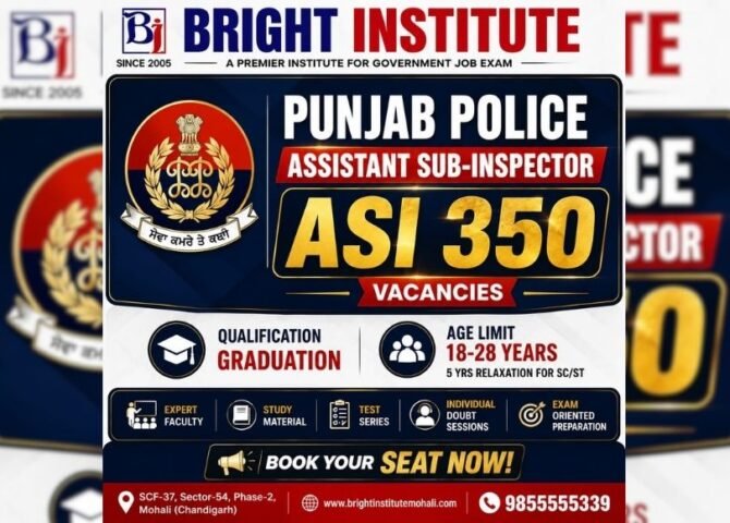 Punjab Police ASI Recruitment 2026 - Bright Institute Mohali