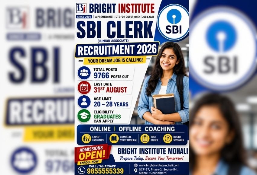 SBI Clerk 2026 Notification Out - Bright Institute Mohali