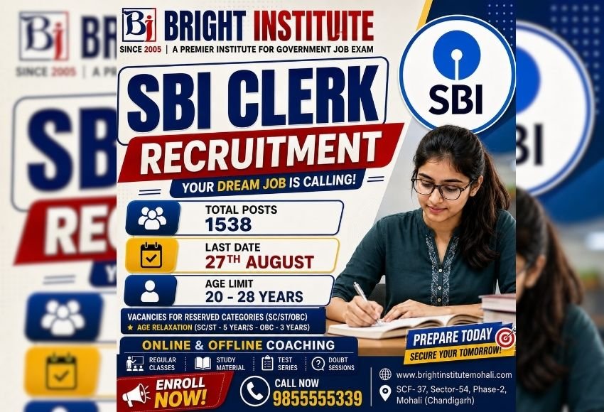 SBI Clerk Recruitment 2026 - bright institute mohali