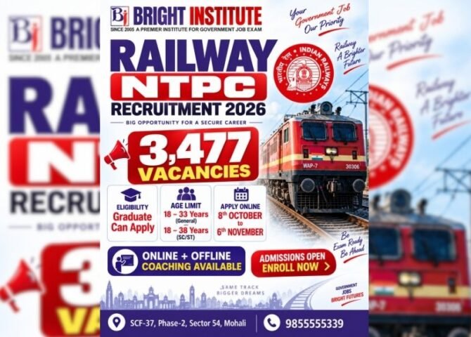 Railway NTPC Recruitment 2026 Out - Bright Institute Mohali