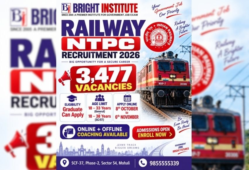 Railway NTPC Recruitment 2026 Out - Bright Institute Mohali